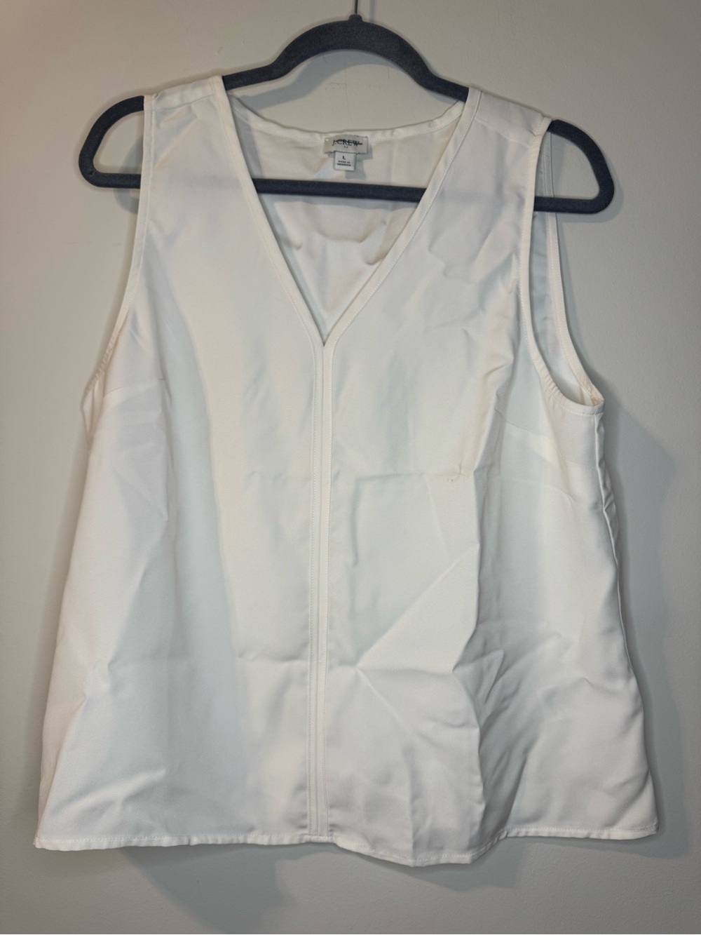 J.Crew Women’s White Zip Front V Neck Sleeveless Vest Top Size L
